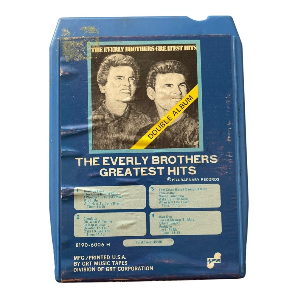 The Everly Brothers Greatest Hits 8-Track Tape Barnaby Records 1974 Double Album